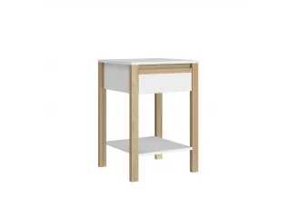 Mesa de luz Combinado madera 1Cajon Blanco/miel - Mesas de luz, Uruguay | Quesal, vista 3