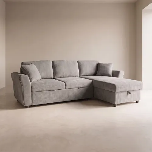 Sofá Cama Chaise/baúl Tela Gris Bristol en Gris - Sillones y sofás, Uruguay | Divino