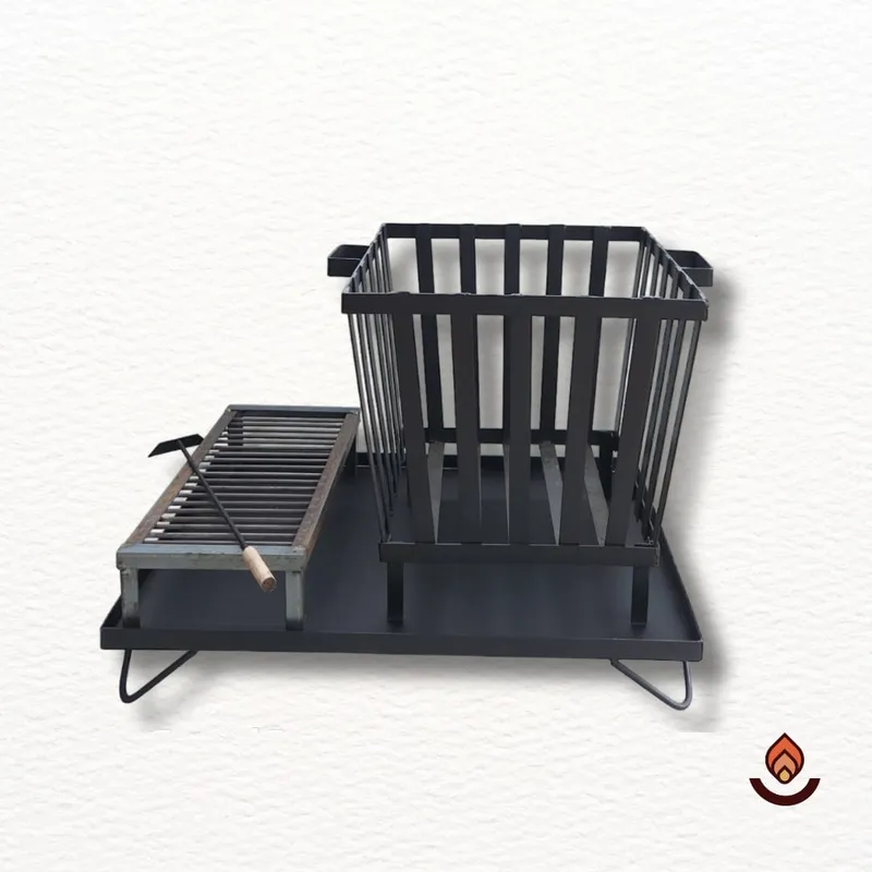 Quemador de Jardín Cubo con Base XL y Parrilla en Negro - Muebles para el exterior, Uruguay | Quemadores de Jardín