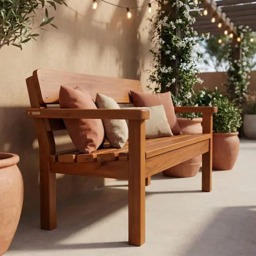 Sillon recto de 2 cuerpos — Serra Amoblamientos en Madera natural - Muebles para el exterior, Uruguay | Serra Amoblamientos