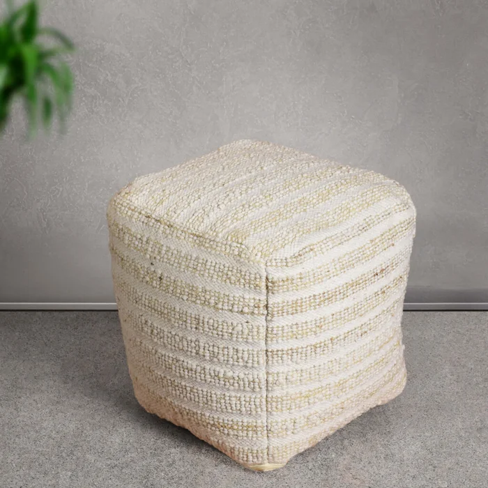 Pouf Beitinger Yute Y Lana Lana Jute,natural en Blanco - Textiles, Uruguay | Divino