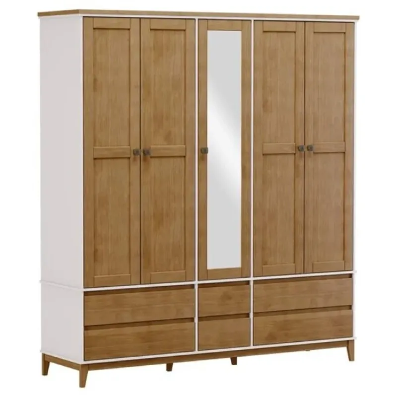 Ropero Prata 5 Puertas 6 Cajones 2814 Freijo/blan Mdf en Multicolor - Roperos y placares, Uruguay | Albanés
