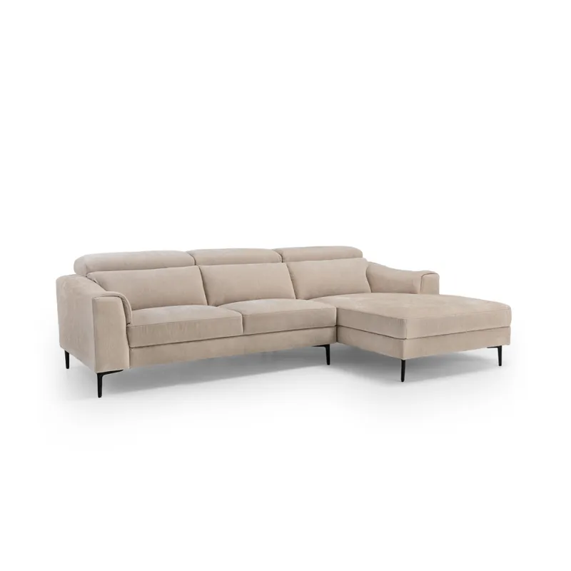 Rinconera Luke - Tela Microfibra - Chaise Derecho - 6686-4 Beige en Beige - Sillones y sofás, Uruguay | NYR