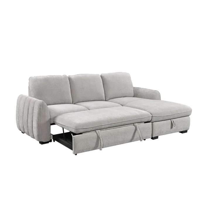 Rinconera Cama Thesi (C/Baúl) - Tela Microfibra - Chaise derecho - City 451 (Gris) en Gris - Sillones y sofás, Uruguay | NYR, vista 3