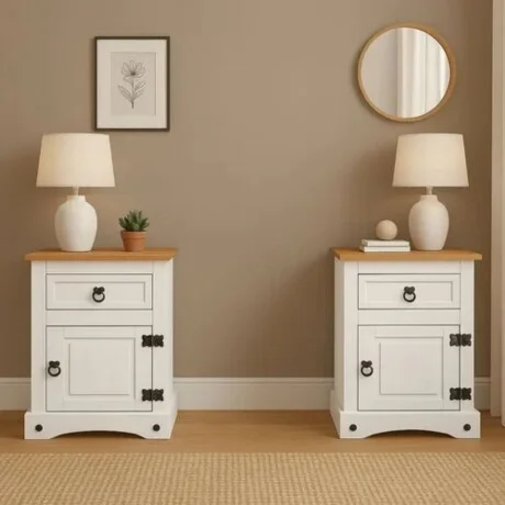 Promo 2 Mesa De Luz Linea Naturale - BLANCO en Blanco - Mesas de luz, Uruguay | La Cueva Muebles, vista 9
