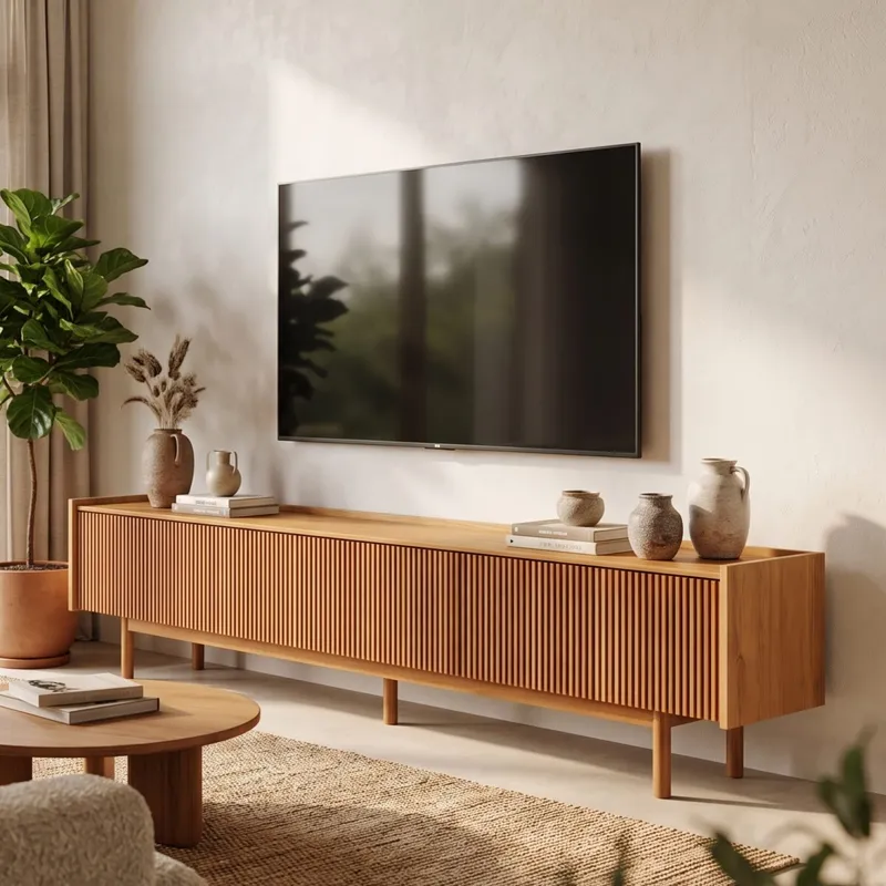 Rack de TV Dune Ripiado 2.2 - Linea Manhattan - Off White en Madera natural - Muebles para TV, Uruguay | Rústico Hogar
