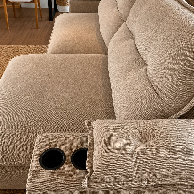 Sofa Zandon 260CM - Retractil/Reclinable en Lino Arena A085 - Sillones y sofás, Uruguay | Balton, vista 13