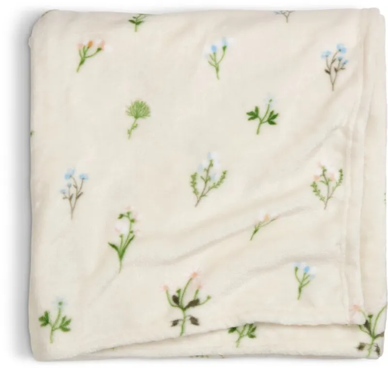 Manta throw ENGSOLEI 130x170 fleece blanco/verde - Textiles, Uruguay | JYSK