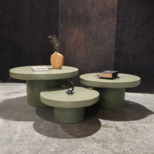 Mesas de centro nido ZOSMA curva en Verde oliva - Mesas de living, Uruguay | Mezcla
