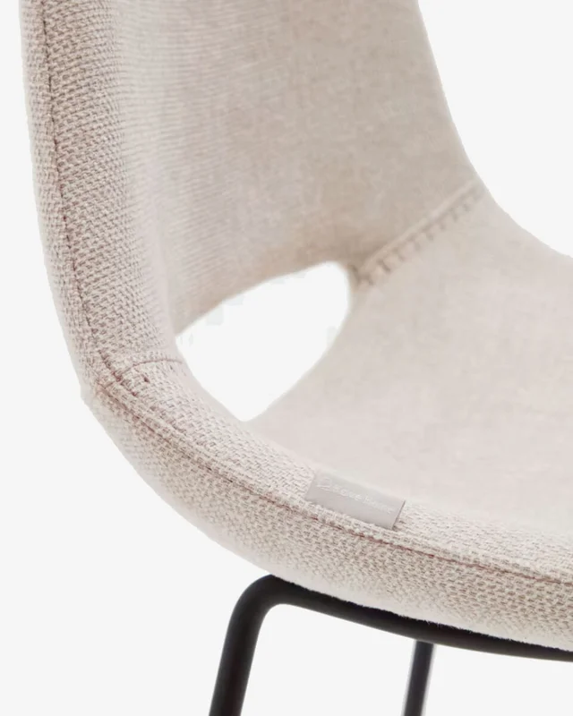 Taburete Zahara - beige y acero con acabado negro altura 65 cm en Marrón - Butacas, banquetas y puffs, Uruguay | Kavehome, vista 3