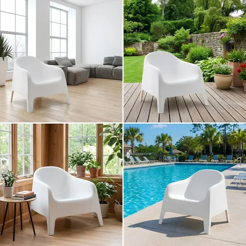 Sillón De Jardín Set X4 Skarpo Apilable + Mesa Master - Blanco en Blanco - Muebles para el exterior, Uruguay | Rústico Hogar, vista 3