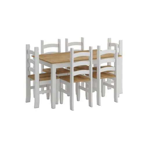 Juego De Comedor 6 Sillas - Corona - Madera en Blanco - Mesas de comedor, Uruguay | Rústico Hogar
