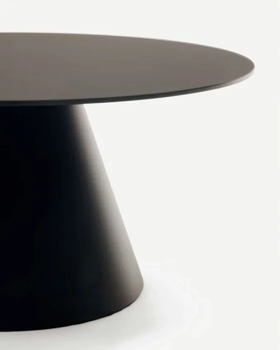 Mesa de centro Wilshire de cristal templado y metal con acabado pintado negro mate Ø 80 cm en Negro - Mesas de living, Uruguay | Kavehome, vista 3