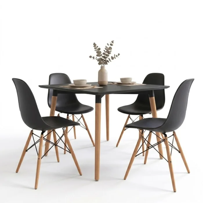 Juego de Comedor 4 Sillas Eames 80 - Negro en Negro - Mesas de comedor, Uruguay | Rústico Hogar, vista 2