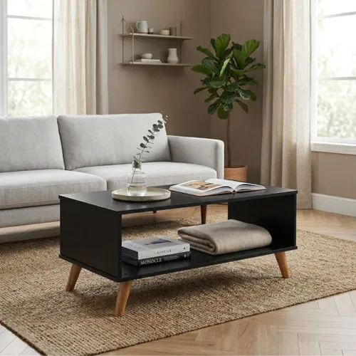 Mesa De Living Minimalista Mad Maciza Linea Dublin - Negro en Negro - Mesas de living, Uruguay | Rústico Hogar