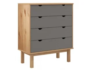 Comoda 4 C Mel/Gris Linea Nordica en Madera Maciza en Mel/Blanco - Cómodas, Uruguay | Quesal, vista 6