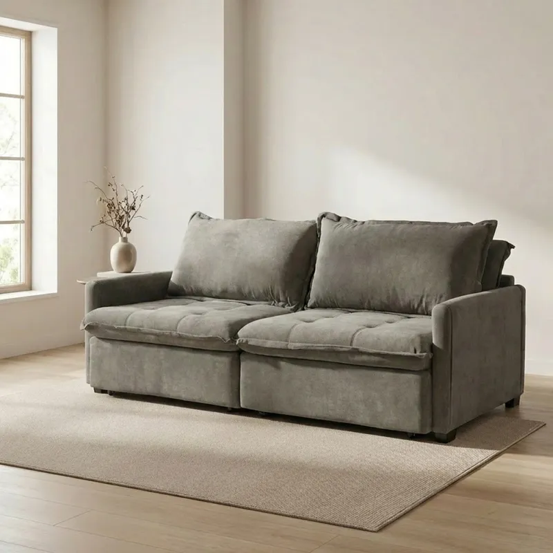 Sofá Cama Oliver - Tela Microfibra - 12075 (Salvia) en Gris - Sillones y sofás, Uruguay | NYR