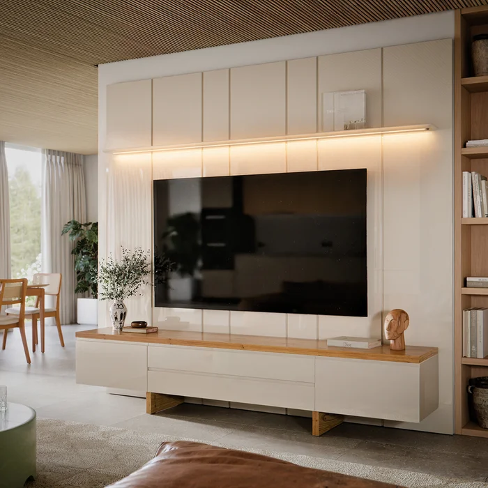 Rack de TV SUD 2.2 - Linea Manhattan - Gianduia / Cinamomo en Beige - Muebles para TV, Uruguay | Rústico Hogar, vista 3
