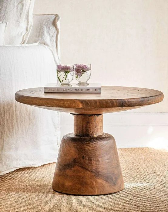 MESA ALMOND - SUAR TOSTADO - DIAMETRO 70 CMS en Marrón - Mesas de living, Uruguay | La Iberica
