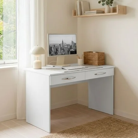 Escritorio 1 cajon - Blanco en Blanco - Escritorios, Uruguay | La Cueva Muebles, vista 4