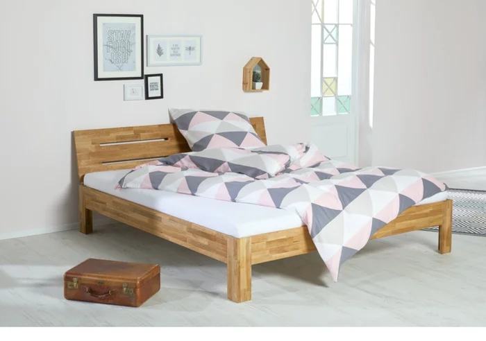 Estructura cama OLSKER 2 Plazas 140x190 roble claro en Madera natural - Dormitorio, Uruguay | JYSK