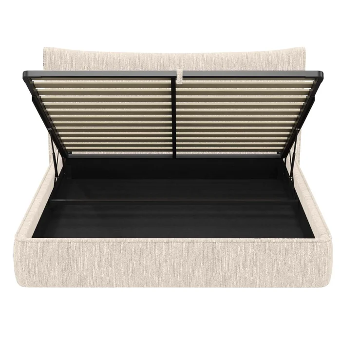 Cama C/baúl 2 Plazas Madera-y-tela Natural-beige Zafiro en Beige - Dormitorio, Uruguay | Divino, vista 4
