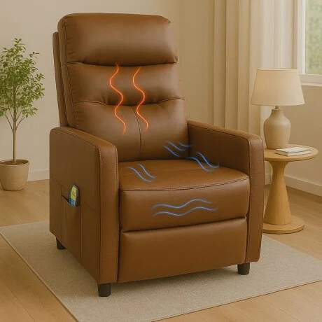 Sillon reclinable 1 cuerpo con masajeador y calefaccion - Marrón en Marrón - Sillones y sofás, Uruguay | La Cueva Muebles, vista 11