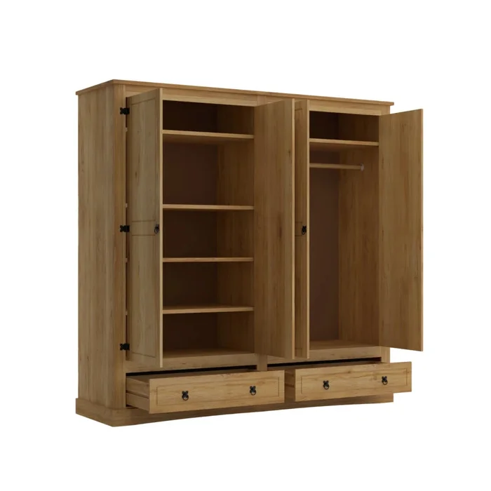 Ropero 4 Puertas - Madera Maciza - Línea Monterrey - Natural en Madera natural - Roperos y placares, Uruguay | Ecowood, vista 8