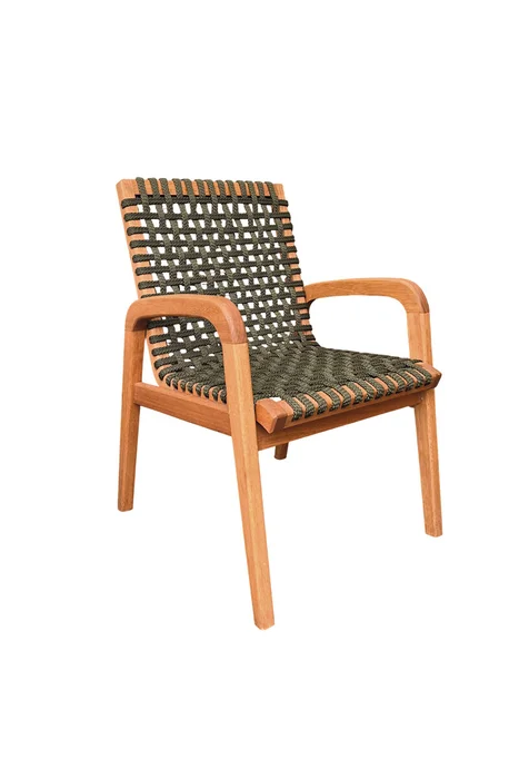 SILLA TRACO C/BRAZO CUERDA VERDE 56x62x85CM JATOBA en natural y - Muebles para el exterior, Uruguay | Vinibel