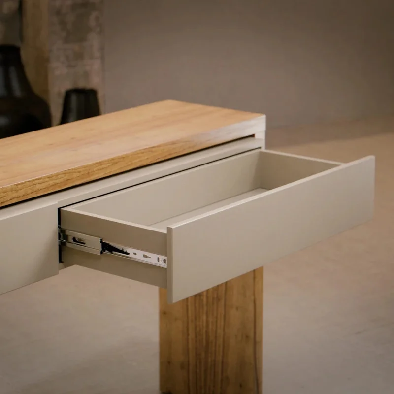 Mesa de Arrime Aparador 2 Cajones NORD - Linea Nevada - Off White / Cinamomo - Mesas de arrimo, Uruguay | Ecowood, vista 5