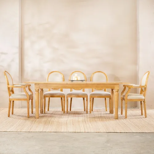 Mesa extensible Lina en Madera natural - Mesas de comedor, Uruguay | Satec