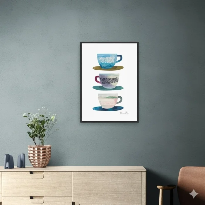 CUADRO CANVAS 40x50cm MARCO TRES TAZAS CAFÉ en Multicolor - Decoración de pared, Uruguay | Decohogar, vista 3