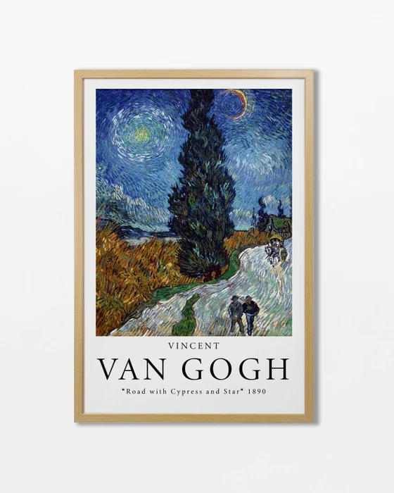 Vincent Van Gogh - Road with cypress and star en Multicolor - Láminas, Uruguay | La Cuadrería