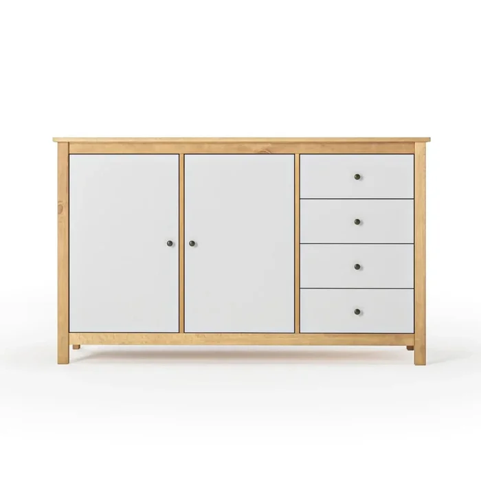 Cómoda Aparador 2 Puertas 4 Cajones - Línea Maden - Blanco en Blanco - Aparadores y recibidores, Uruguay | Ecowood, vista 3