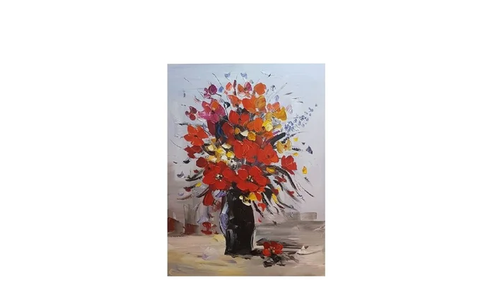 Oleo Decorativo Flores Rojas en Rojo - Decoración de pared, Uruguay | Finkel