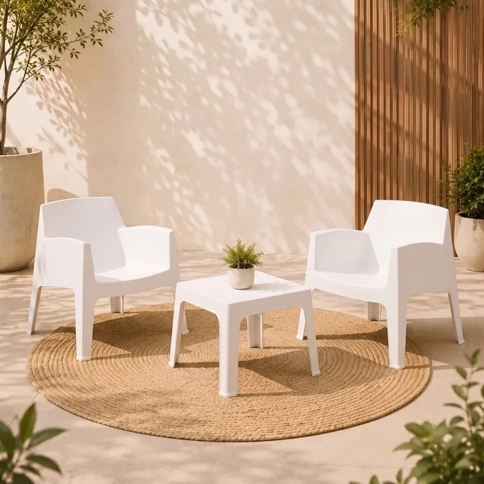 Set de Jardín Mesa + 2 sillas - Magna Master - Blanco en Blanco - Muebles para el exterior, Uruguay | Rústico Hogar