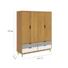 Ropero 4 Puertas 4 Cajones - Línea Nórdica - Roble/Gris claro/Blanco en Multicolor - Roperos y placares, Uruguay | Rústico Hogar, vista 5 de 5