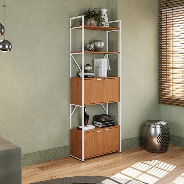 ESTANTERIA CON PUERTAS LINEA INDUSTRIAL HIERRO en Madera natural - Bibliotecas, Uruguay | Balton, vista 2