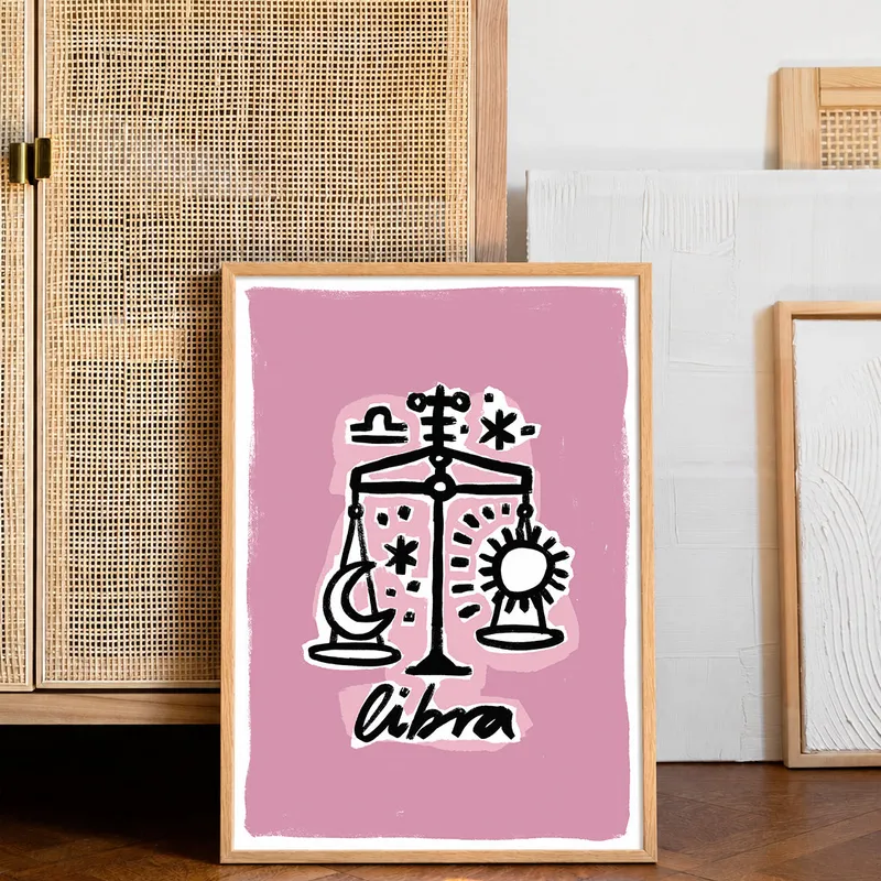 Libra - Cuadro Signo del Zodíaco en Rosa - Láminas, Uruguay | Kiosko de Mar