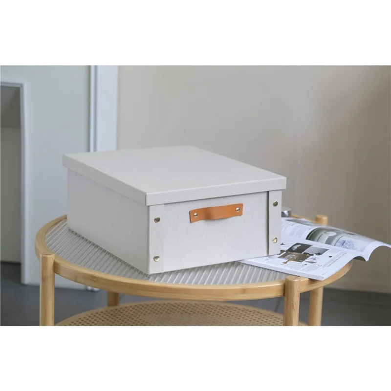 CAJA ORGANIZADOR C/ASA 33X40X17CM EXT TELA CREMA en Beige - Canastos, Uruguay | Decohogar, vista 3