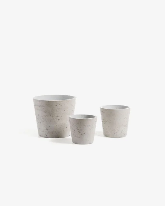 Set Low de 3 maceteros gris Ø 23,5 cm / Ø 16,5 cm / Ø 14 en Gris - Macetas, Uruguay | Kavehome