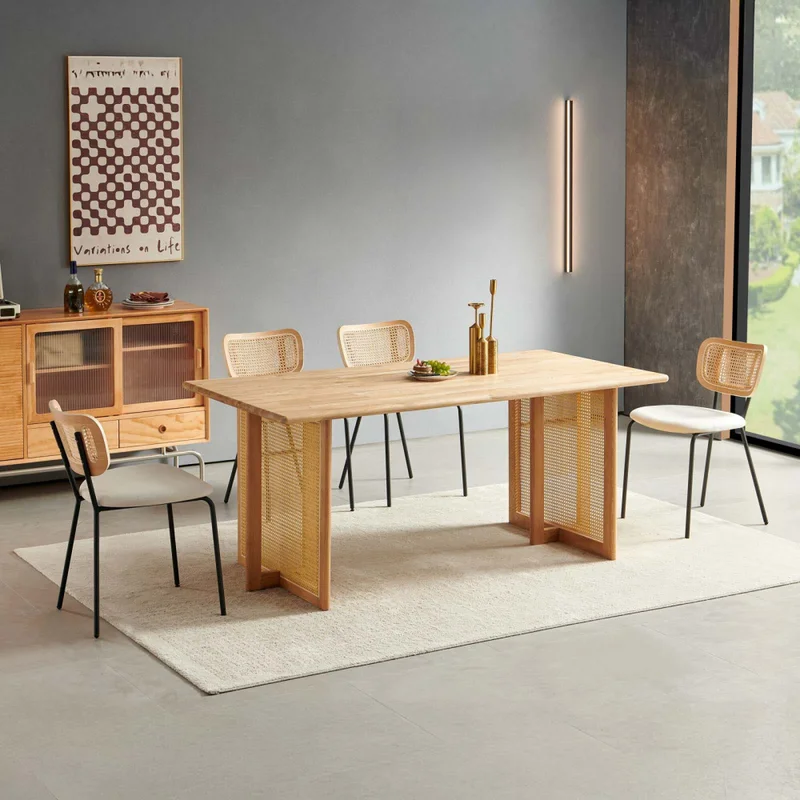 Mesa De Comedor Rattan-y-madera Natural-beige Brisa en Madera natural - Mesas de comedor, Uruguay | Divino, vista 6