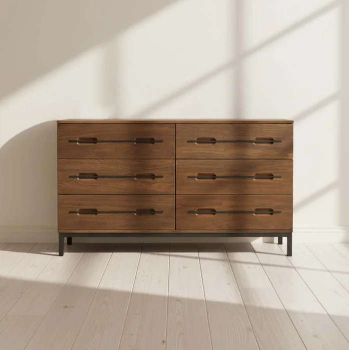 Comoda 6 Cajones Madera Marron Willow en Marrón - Cómodas, Uruguay | Divino