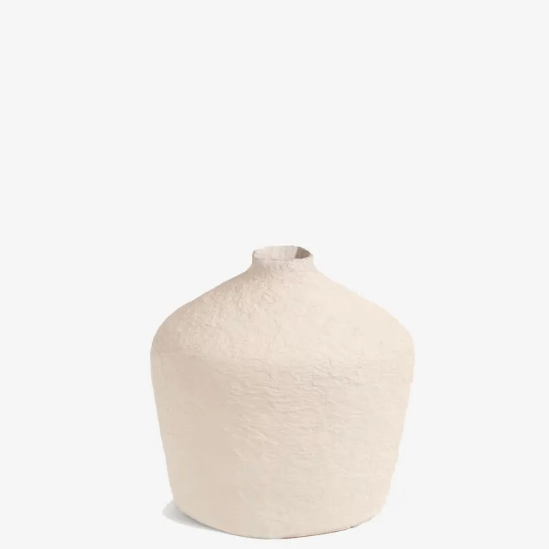 Jarrón Candida de algodón maché beige - 20 cm en Beige - Jarrones, Uruguay | Kavehome