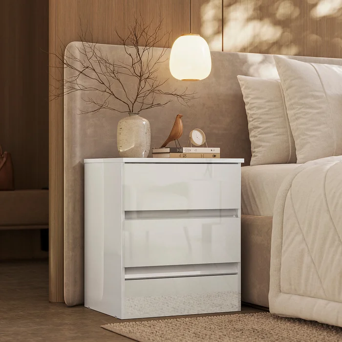 Mesa De Luz Fit 2 Cajones Moderna 100% Mdp en Blanco - Mesas de luz, Uruguay | Soy Hogar, vista 2