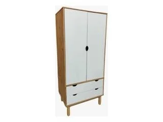 Ropero 2P, 2C y 2 estantes Mel/Gris Linea Nordica en Madera Maciza en Blanco - Roperos y placares, Uruguay | Que Sal Muebleria, vista 2