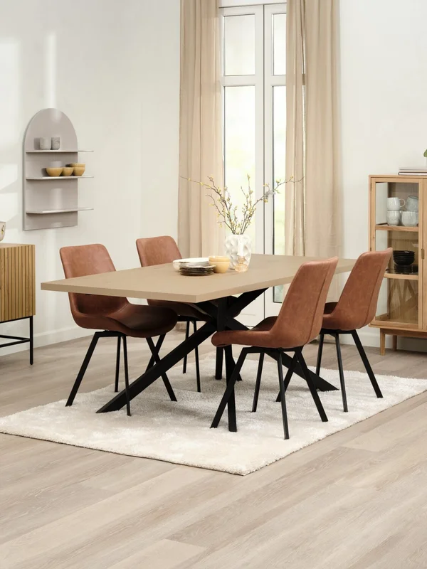 Mesa de comedor NORTOFT 95x200 roble/negro en Madera natural - Mesas de comedor, Uruguay | JYSK, vista 3
