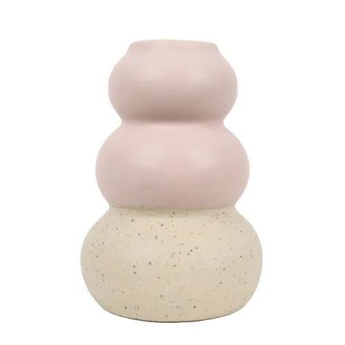 CANDELABRO ANILLOS 6x6x8.5CM CERAMICA ROSA en Rosa - Velas y Portavelas, Uruguay | Decohogar