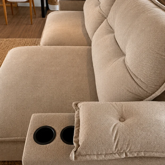 Sofa Zandon 260CM - Retractil/Reclinable en Lino Arena A085 - Sillones y sofás, Uruguay | Balton, vista 13