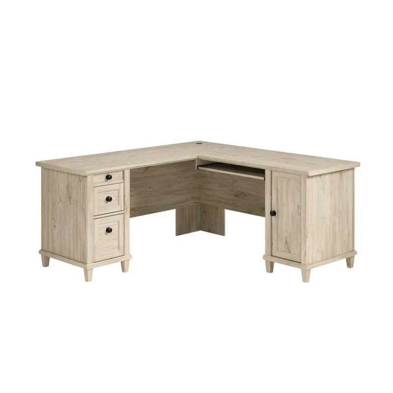 Escritorio Esquinero en L de Oficina con Cajones - Sauder - Linea Hamm en Madera natural - Escritorios y sillas de escritorio, Uruguay | Ecowood